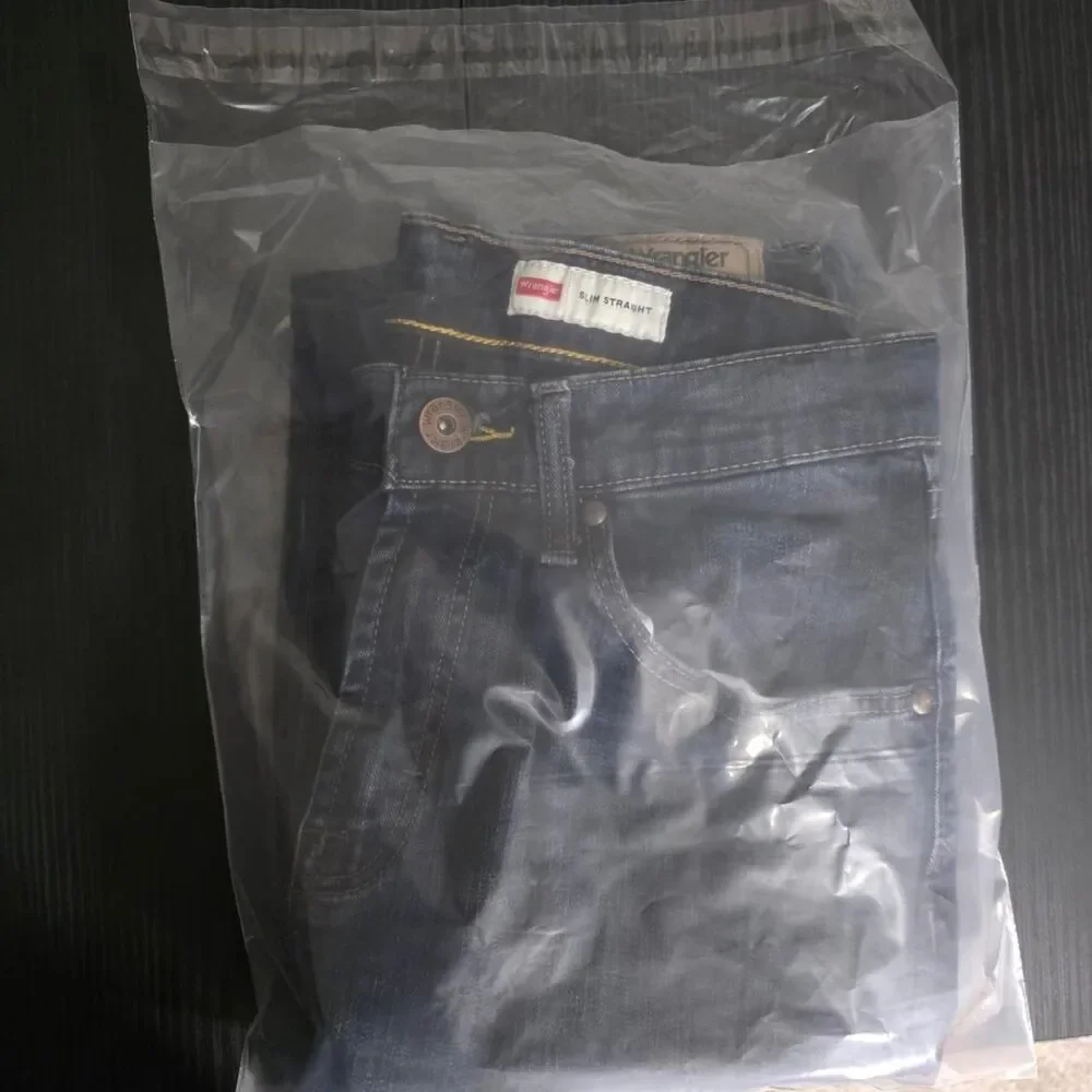 Wrangler Men Jeans 30x32 Dark Wash Slim Straight Denim Pants Whiskered Classic